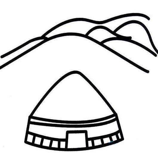 山脚下的蒙古包简笔画图片