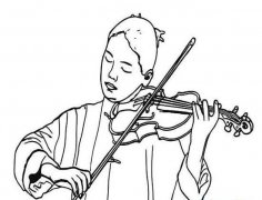 女孩演奏小提琴情景简笔画图片