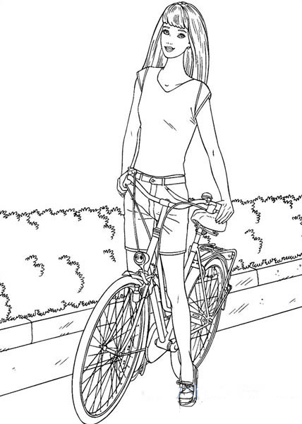 少女与自行车简笔画