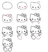 hello kitty简笔画画法步骤：怎么画kitty猫