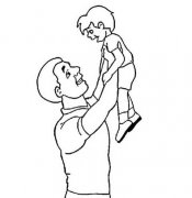 少儿父亲节简笔画图片：爸爸把我举高高
