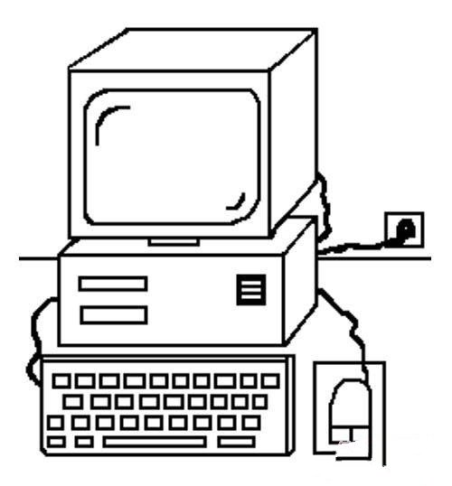 老式小电脑简笔画图片