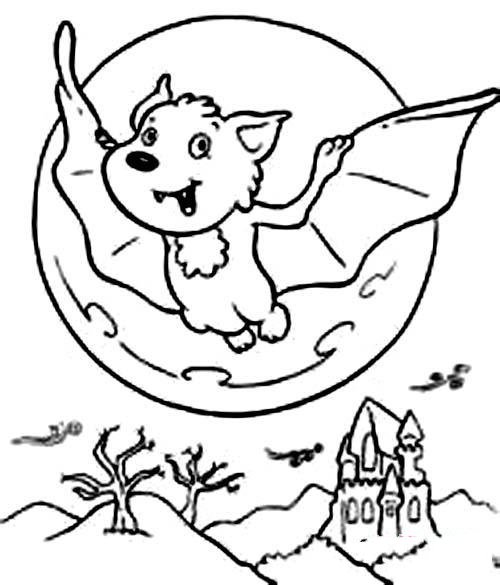 万圣节卡通蝙蝠简笔画图片
