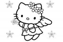 幼儿凯帝猫简笔画图片：天使凯帝猫