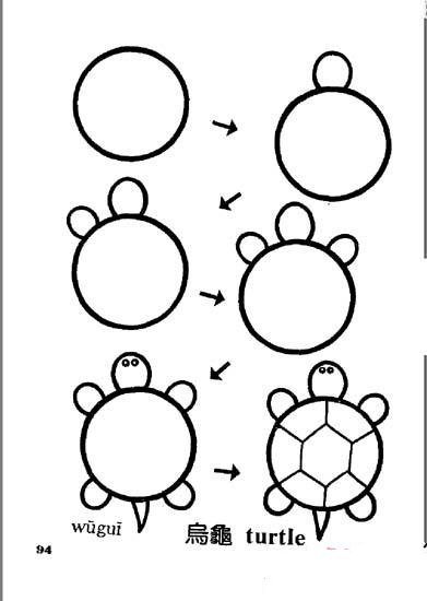 乌龟简笔画画法步骤：怎么画乌龟