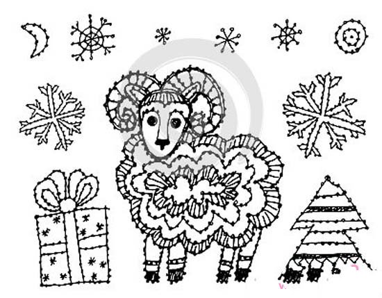 羊年元旦新年简笔画图片