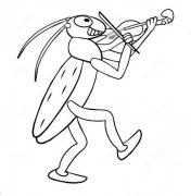 少儿卡通蚱蜢简笔画图片：拉小提琴的蚱蜢