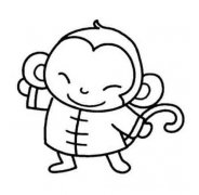 猴年春节吉祥物简笔画：可爱的猴子