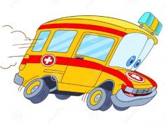 儿童带颜色的卡通救护车简笔画图片
