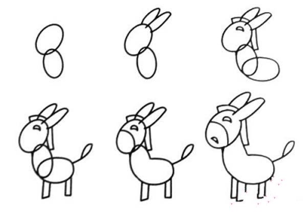 驴的简笔画画法步骤：怎么画驴