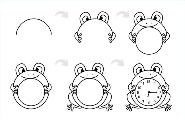 小青蛙闹钟简笔画包含步骤图