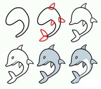涂色海豚的简笔画画法