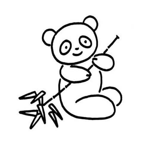 熊猫简笔画：玩竹子的熊猫