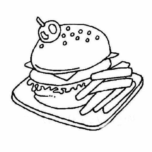 汉堡包薯条简笔画图片