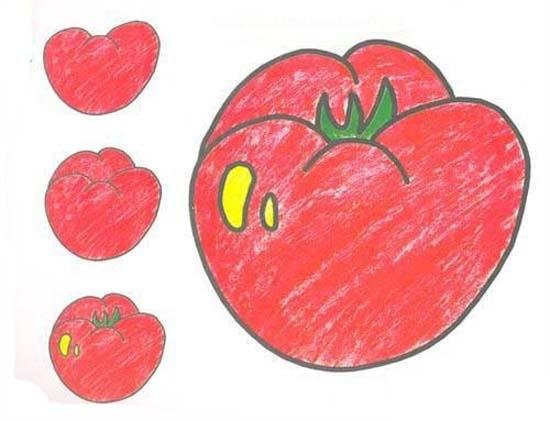 幼儿西红柿简笔画涂色