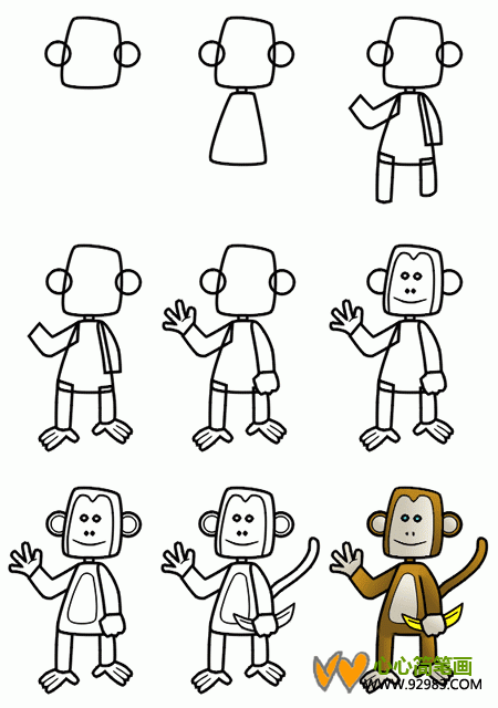 画猴子简笔画教程