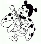卡通简笔画：弹吉它的七星瓢虫