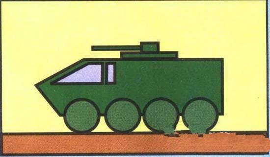 儿童彩色武警装甲车简笔画图片