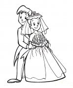 新郎新娘结婚照简笔画