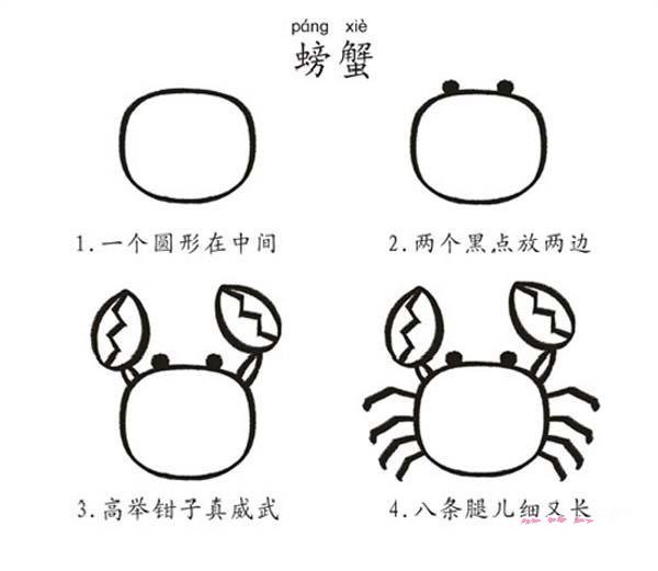 螃蟹简笔画：螃蟹的画法