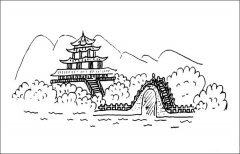 杭州西湖风景简笔画