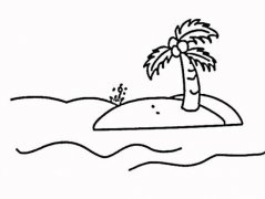 海岛椰树风景简笔画