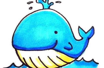 幼儿园卡通鲸鱼怎么画