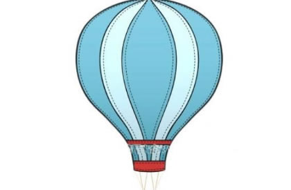 蓝色热气球怎么画