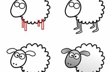 如何画卡通绵羊
