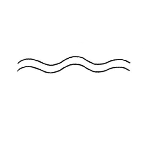2.再画一条波浪线排列起来。