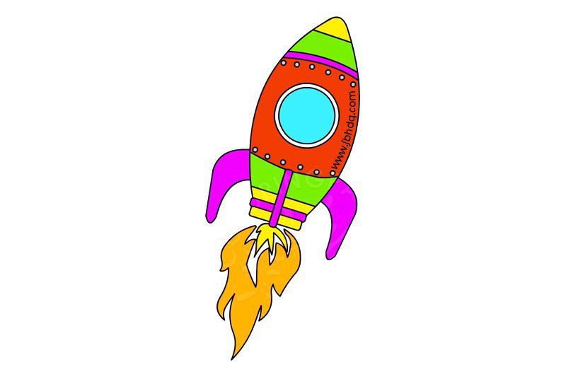 太空火箭简笔画彩色