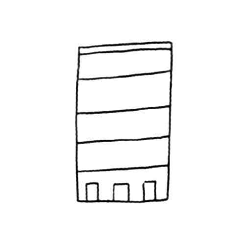 3.用小长方形画出底层的门。