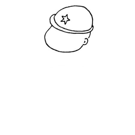 1.先画出开荒者的帽子，然后在帽子下面画出脸的形状