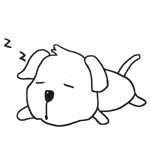 呼呼大睡的小狗简笔画图片