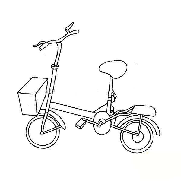 带菜篮的小轮自行车简笔画