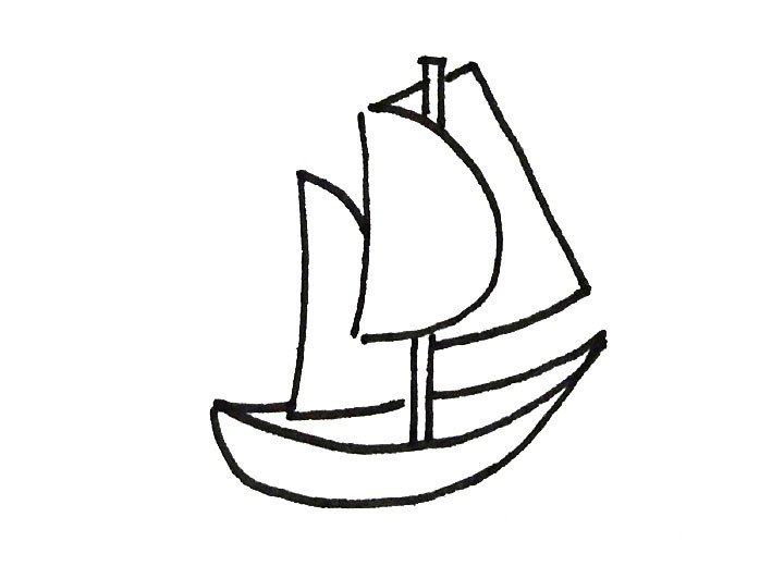 海上的帆船简笔画2