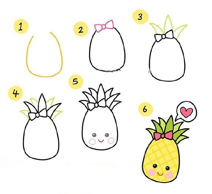 卡通菠萝的画法