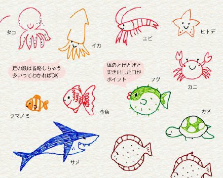 日系海洋生物简笔画