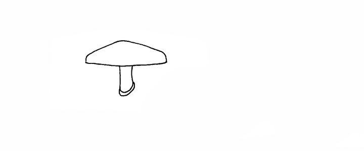 2.下画出蘑菇柄并在上面加一圈纹理。