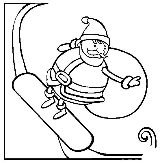 圣诞老人简笔画 圣诞老人滑雪简笔画图片