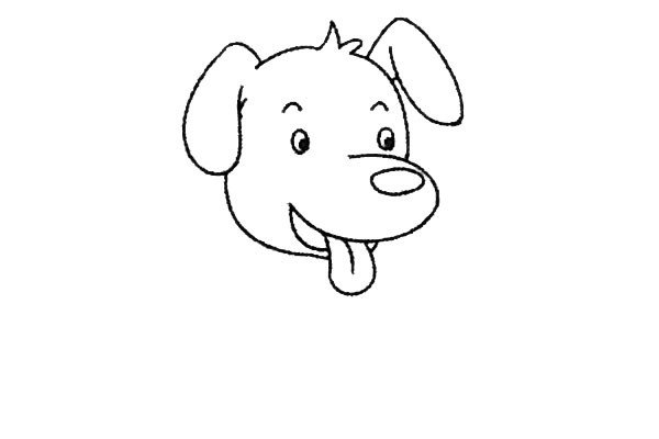 4.完成小狗头部绘画。