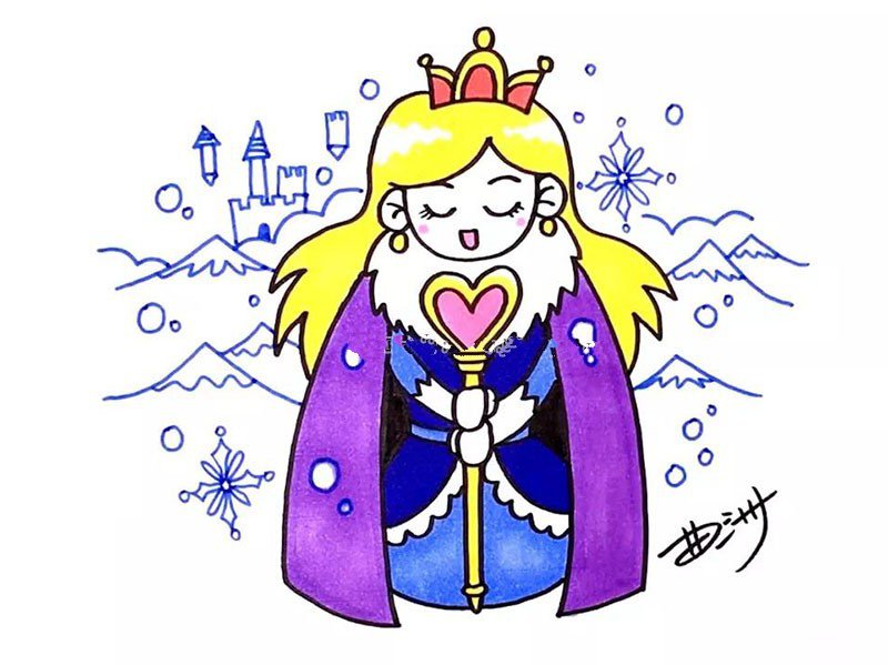 冰雪王国的公主简笔画图片2