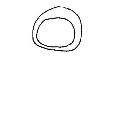 1.先画两个圈作为头和脸的形状