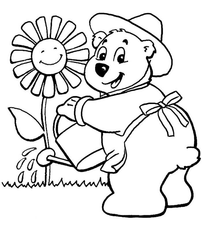 小熊浇花