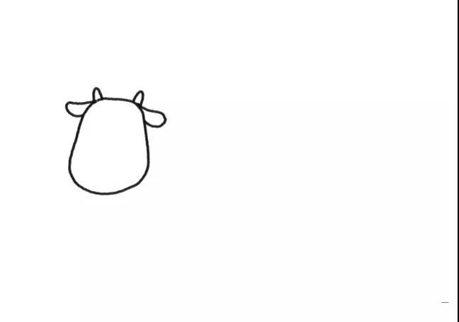 1.先画出奶牛的头部轮廓。