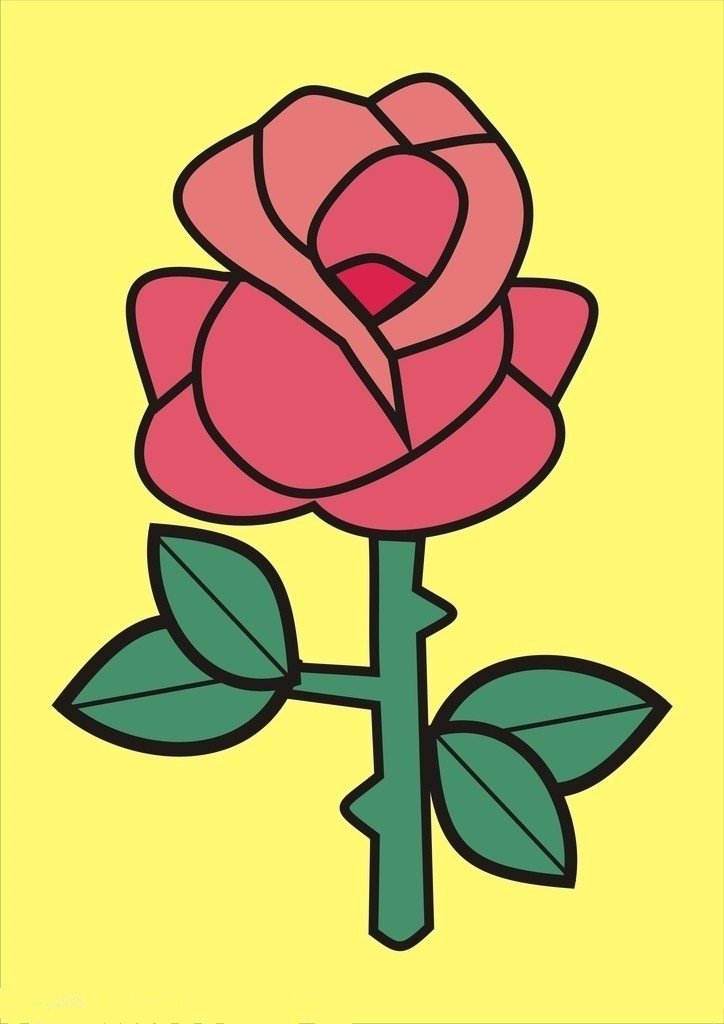 红玫瑰简笔画图片