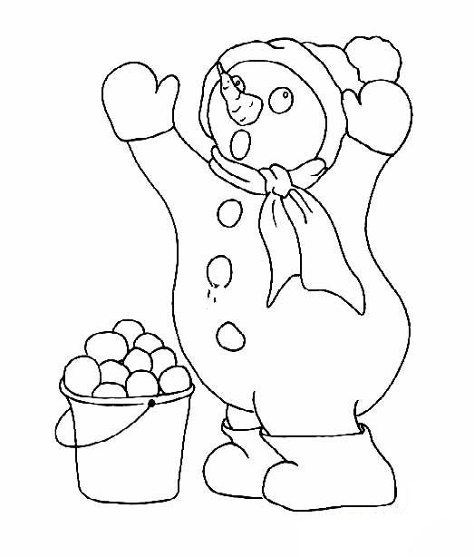 玩雪球的雪人简笔画