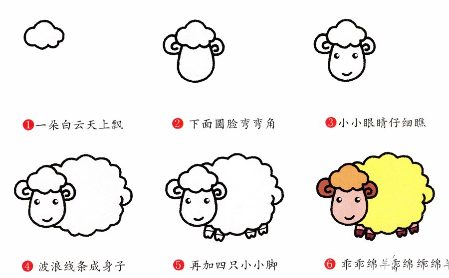 绵羊简笔画画法