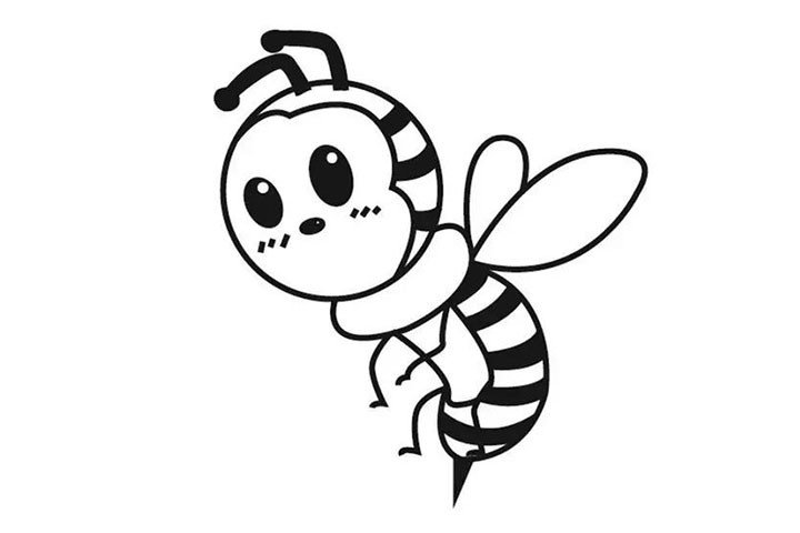 6.不要忘记给蜜蜂画上条纹哦！看，一只活灵活现的蜜蜂就出来了~