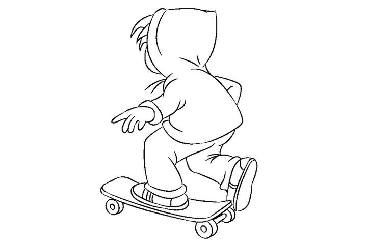 滑滑板的小男孩